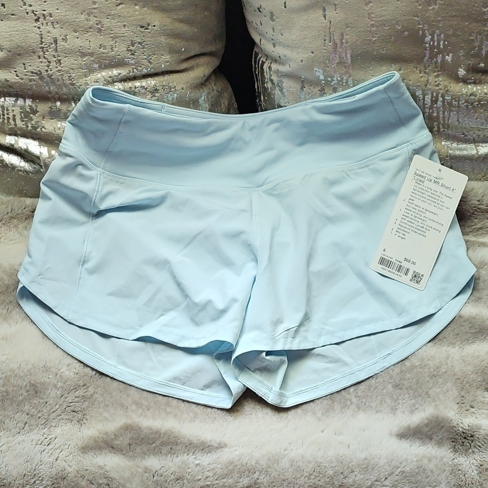 Lululemon Speed Up 4" Shorts *Lined Powder Blue Size 6 NWT